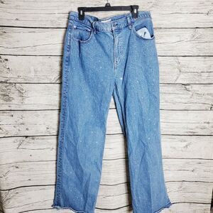 Abercrombie & Fitch Light Blue Speckled Straight-Leg Jeans